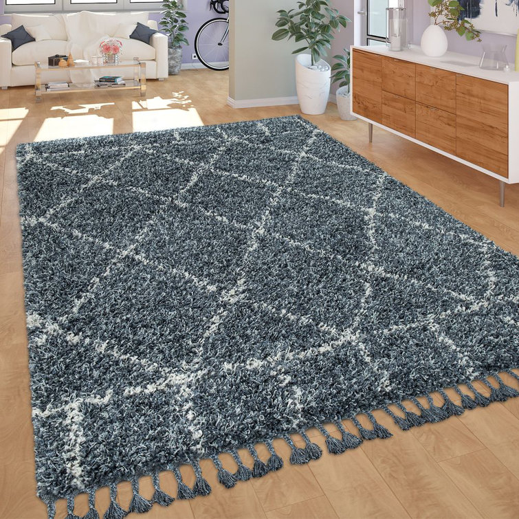 World Menagerie Fareham Shag Blue Rug & Reviews Wayfair.co.uk